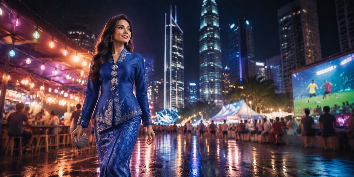 Pengguna wanita berbaju kurung membuat pertaruhan kasino di Kuala Lumpur menggunakan telefon